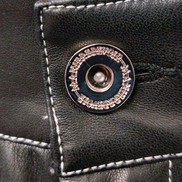 💥HOT ITEM💥MANIÈRE DE VOIR Leather High Waist Wide Leg Moto Pants in Black - Picture 13 of 15